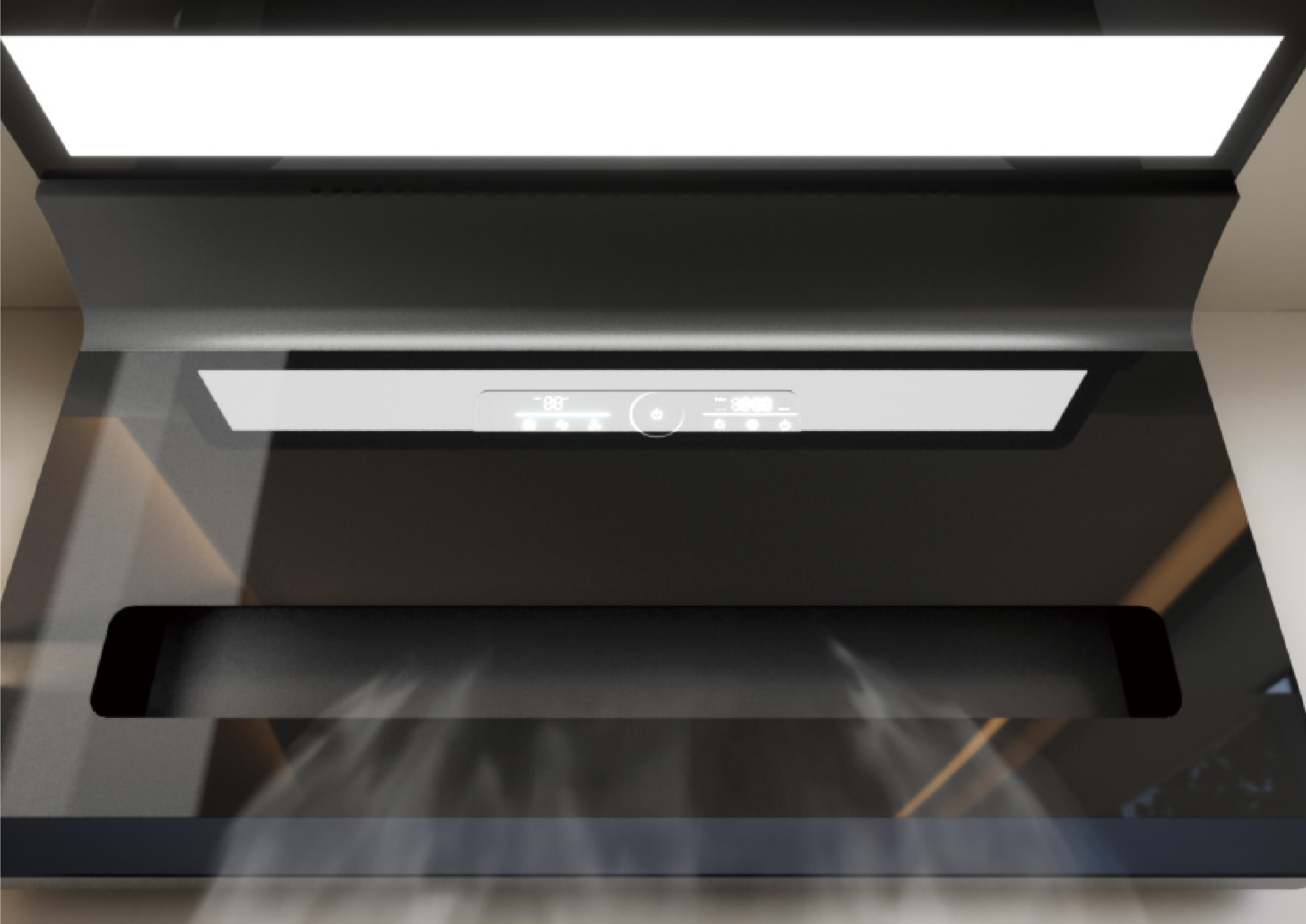 Two intakes are located on the top and side of the unit