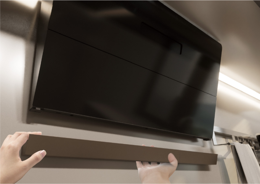 Features an automatic cleaning function inside the range hood