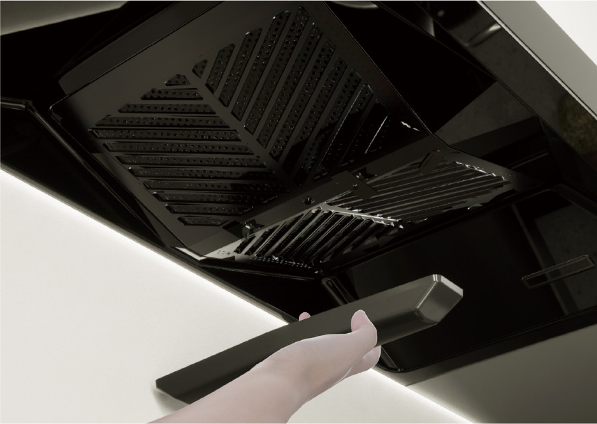 Features an automatic cleaning function inside the range hood